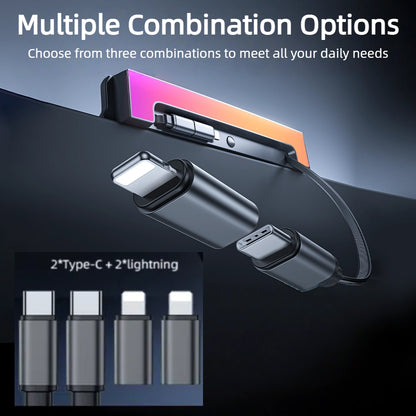 Fast Charging Center Console Hub RGB Ambient Light With Retractable Cables For Tesla Model Y Juniper & Model 3 Highland