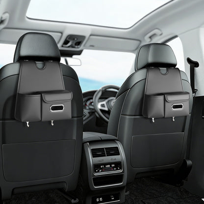 Car Organizer Back Seat, Car Water Cup travel tissue holder Organization Universal car seat back storage sedan SUV compatible vehicle interior accessories Hand-sewn car leather storage bag