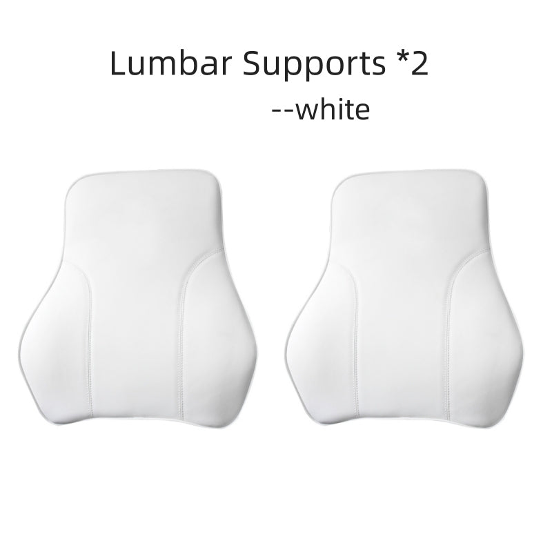 Leather Headrest Car Neck Pillow Memory Foam Ergonomic Design for all Model 3/Y/S/X New Model 3 Highland-White