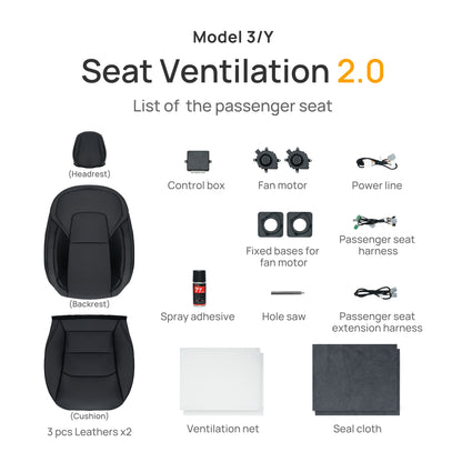 Ventilated Cooling Seat Cushion with Breathable Cover for Tesla Model 3 & Y