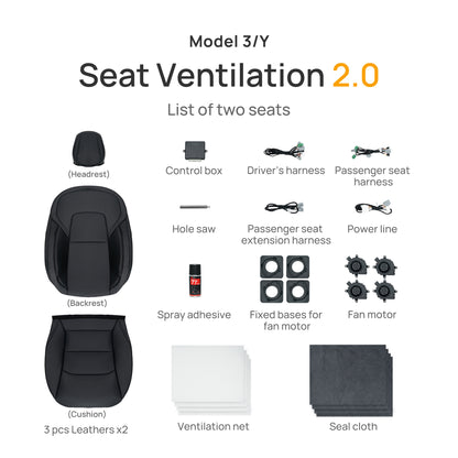 Ventilated Cooling Seat Cushion with Breathable Cover for Tesla Model 3 & Y