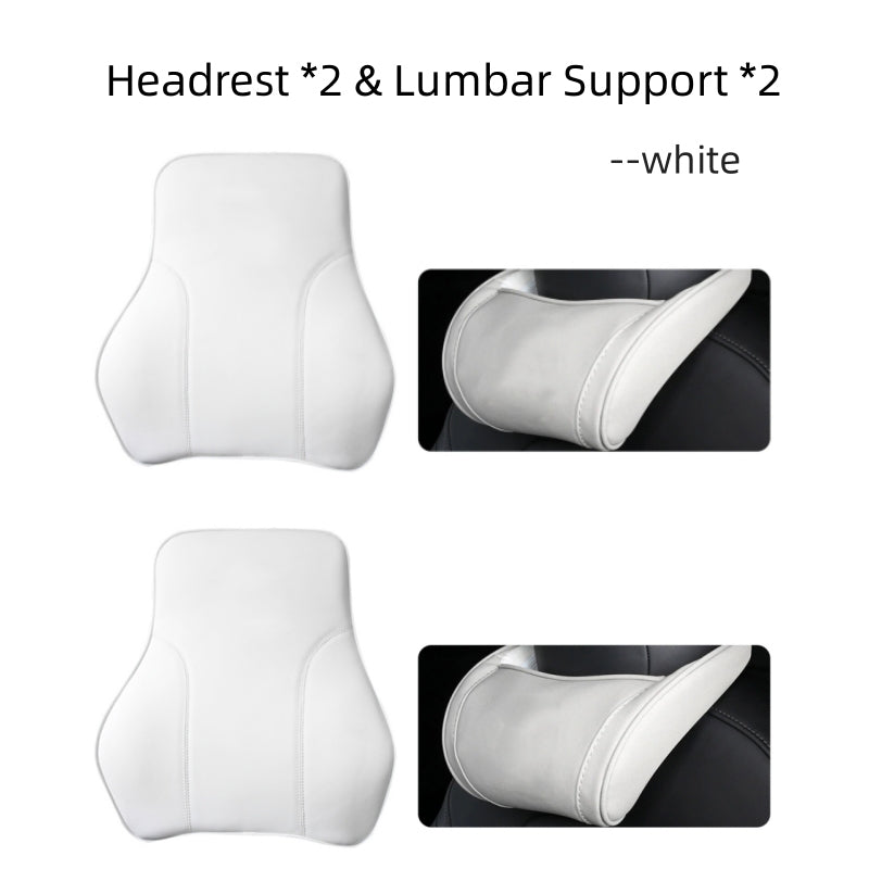 Leather Car Neck Pillow Fits for Teslla All Models - White
