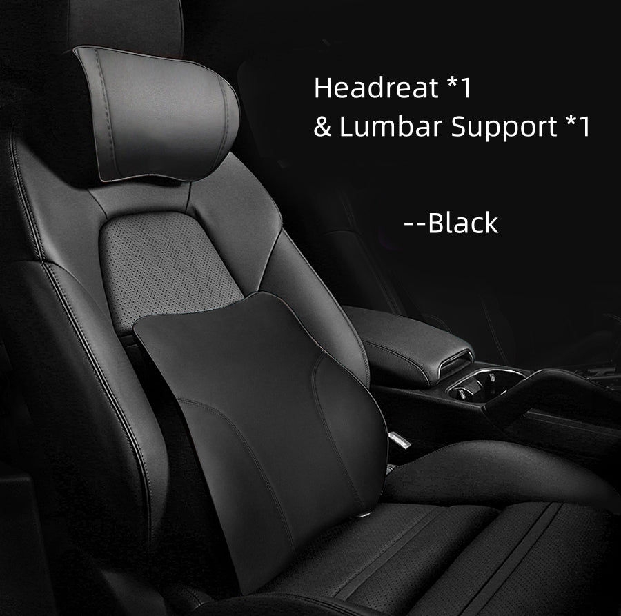 Repose-tête en cuir voiture cou oreiller mousse à mémoire conception ergonomique pour tous les modèles 3/Y/S/X nouveau modèle 3 Highland-noir