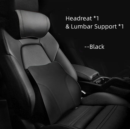 Poggiatesta in pelle Cuscino per collo auto Memory Foam Design ergonomico per tutti Modello 3/Y/S/X Nuovo Modello 3 Highland-Nero