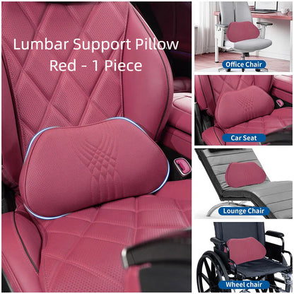 Universal Leather Headrest Lumbar Support Breathable Memory Foam Neck Pillow for Most Cars Home Office