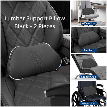 Universal Leather Headrest Lumbar Support Breathable Memory Foam Neck Pillow for Most Cars Home Office