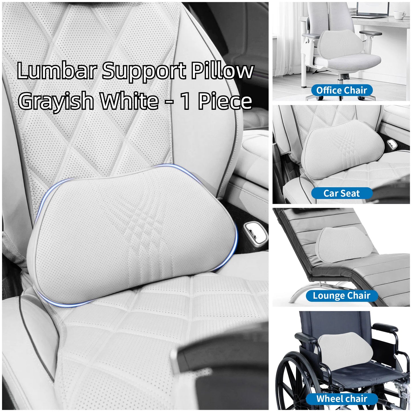 Soporte lumbar de cuero de cuero universal almohada de cuello de espuma de memoria transpirable para la mayoría de los autos en el hogar