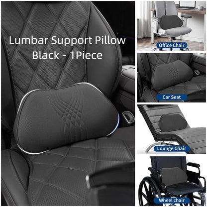 Universal Leather Headrest Lumbar Support Breathable Memory Foam Neck Pillow for Most Cars Home Office