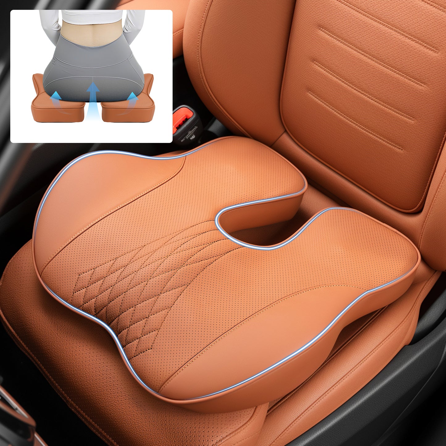 Premium Memory Foam Seat Cushion for Car & Office,Ergonomic Office Desk Accessories for Tailbone Pain Relief,Extra-Dense Memory Foam for Hip,Tailbone,Coccyx,Sciatica Diamond Pattern-Ochre Brown