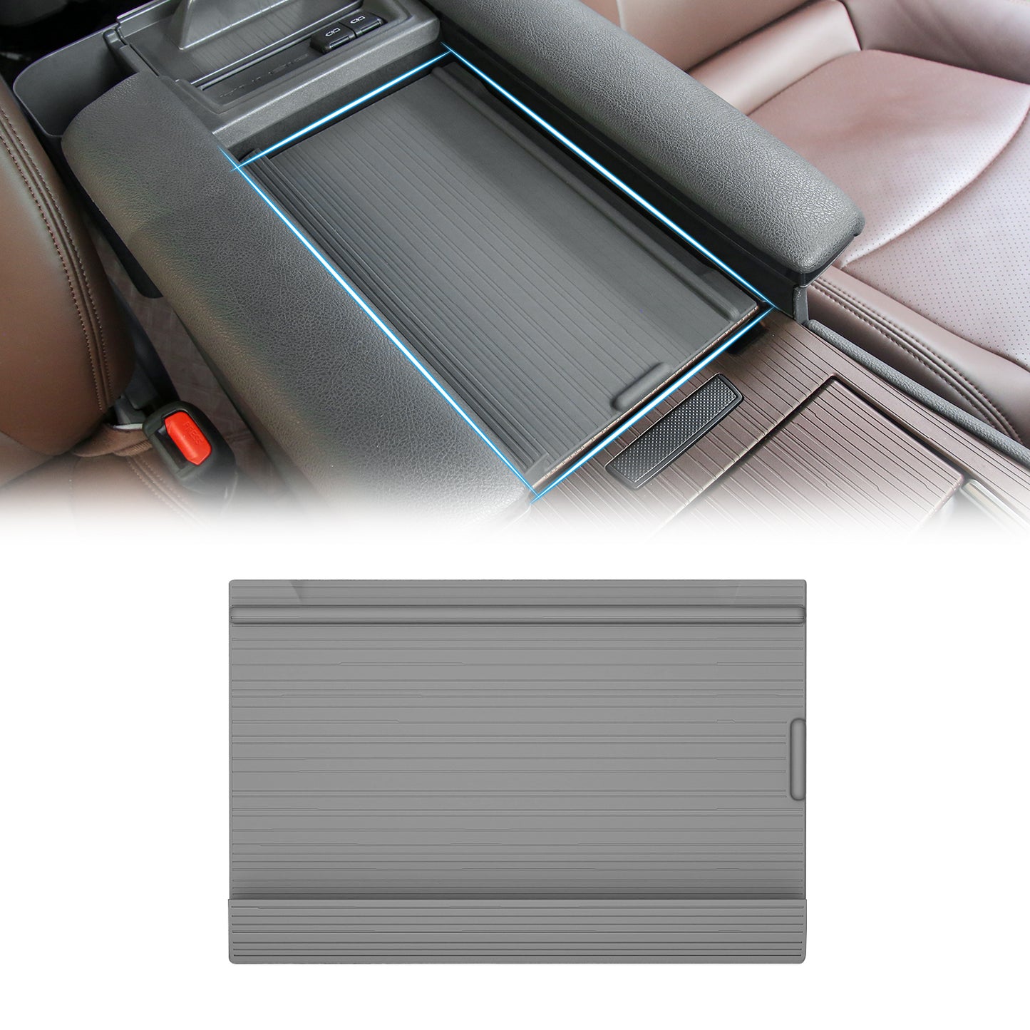 Center Console Armrest Cover for Toyota Sienna 2021-2026 Silicone Armrest Anti-Slip Storage Pad Compatible with LE/XLE/XSE/Woodland Edition/Limited/Platinum(Gray)