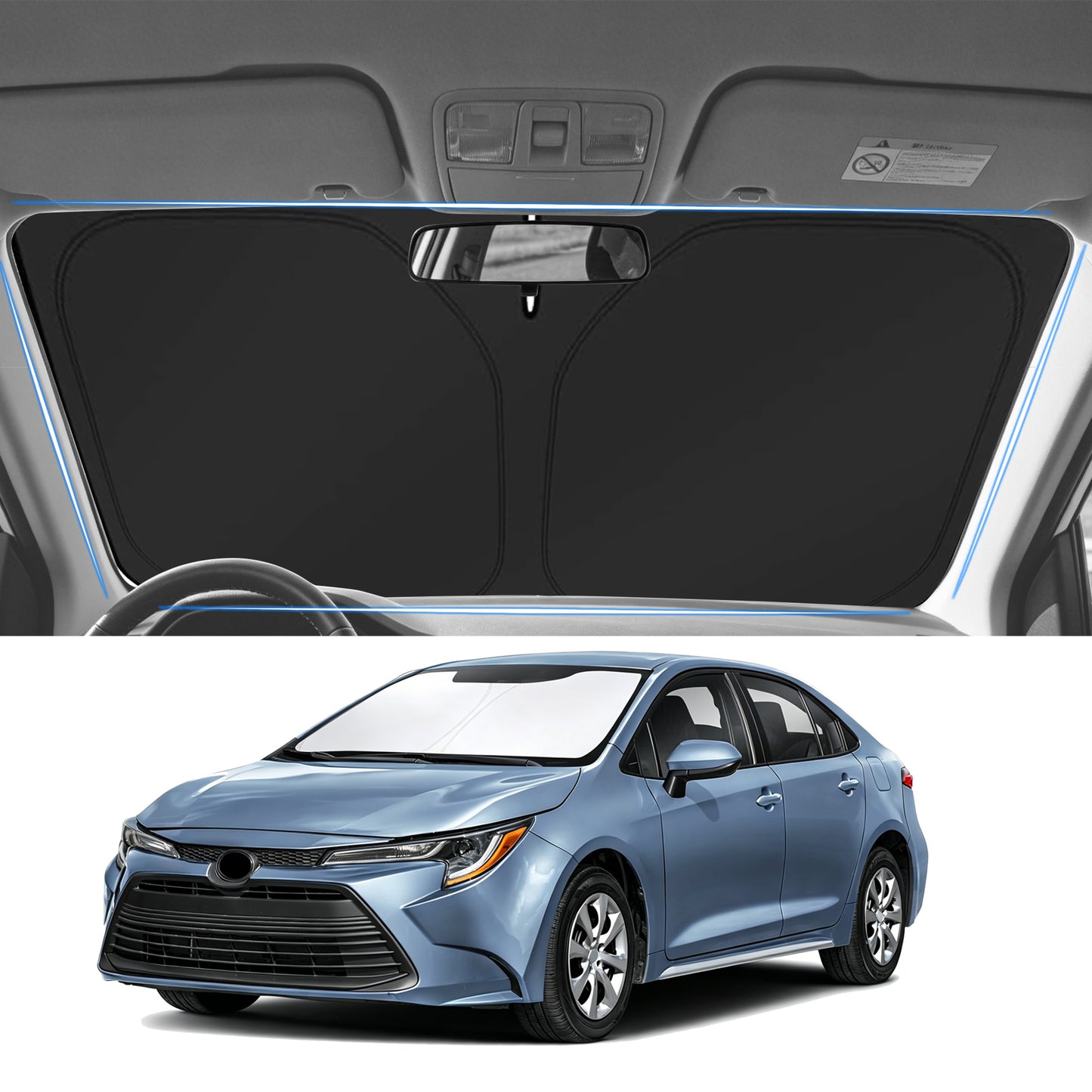 Parasol para parabrisas para Toyota Corolla 2020-2026 L, LE, XLE, SE, XSE, Nightshade/Apex Edition (no para Corolla Cross) bloquea los rayos UV, parasol para ventana delantera