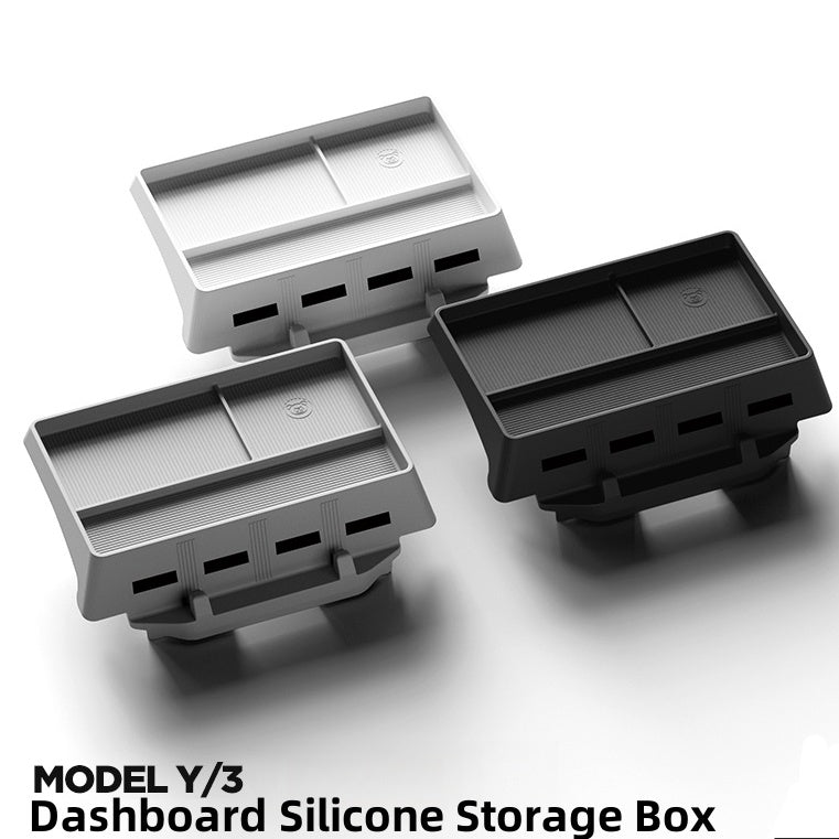 Caja de almacenamiento de pantalla de tablero Bandeja oculta de silicona para Tesla Model 3 2018-2023 / Modelo Y 2020-2024