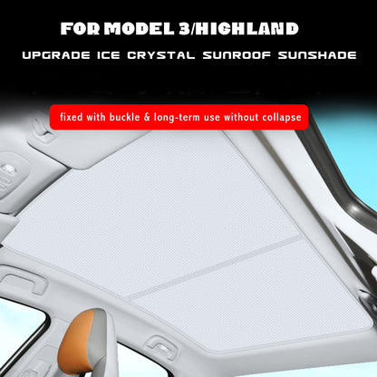 Sunroof Sunshades with UV/Heat Insulation Film Cover Set Ice Crystal Foldable Shades for Model 3 and Model 3 Highland
