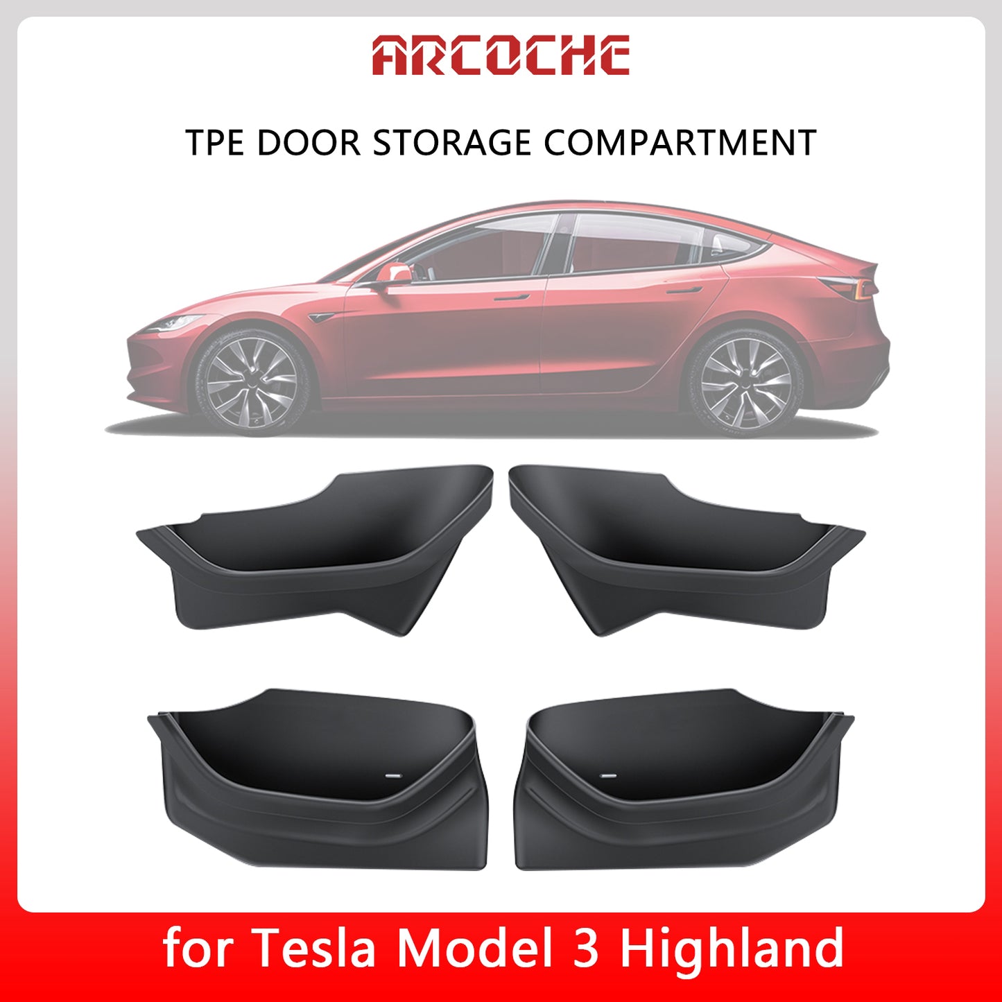 TPE Side Door Storage Box Full Wrapped for Model 3/Highland/Y – Arcoche