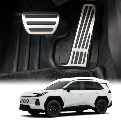 pro Toyota RAV4 2026 Auto hliníkové kryty pedálů příslušenství, sada protiskluzových nožních pedálů, kryty pedálů brzdového pedálu kompatibilní pro Toyota RAV4 2026, stříbrné
