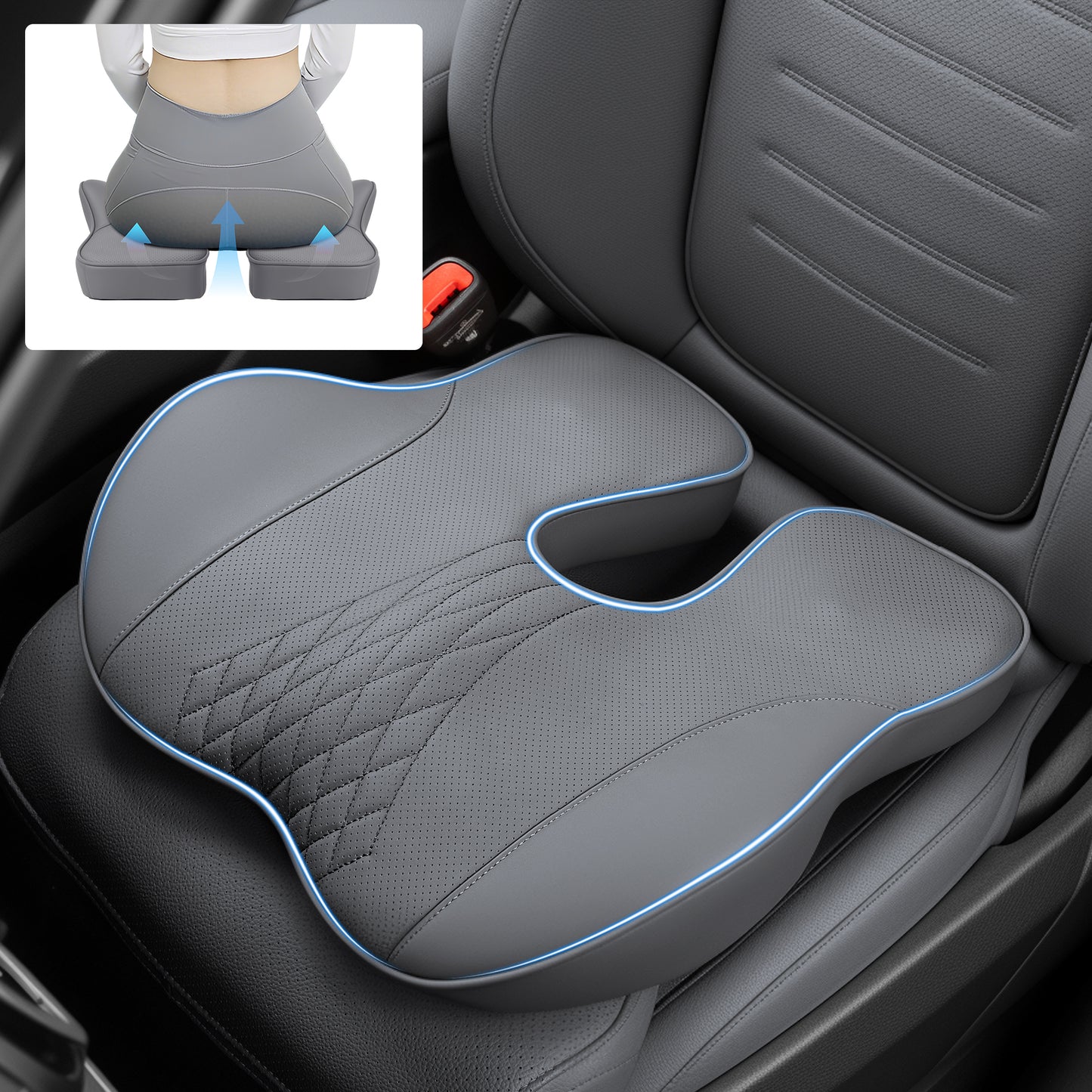 Premium Memory Foam Seat Cushion for Car & Office,Ergonomic Office Desk Accessories for Tailbone Pain Relief,Extra-Dense Memory Foam for Hip,Tailbone,Coccyx,Sciatica Diamond Pattern-Ochre Brown