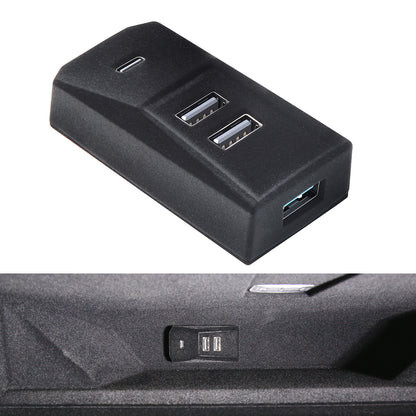USB Hub for Tesla Glove Box – 4-Port Docking Station Model 3 Highland 2024 2025 Cybertruck, Model Y Juniper 2025 2026 Seamlessly Transfer dashcam footage, Flash-Drive Data, Games and Music