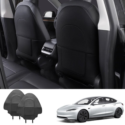 Guardia de patada trasera de asiento de cuero para Tesla Model 3 Highland/3/Y/Enboner - Juego de 2