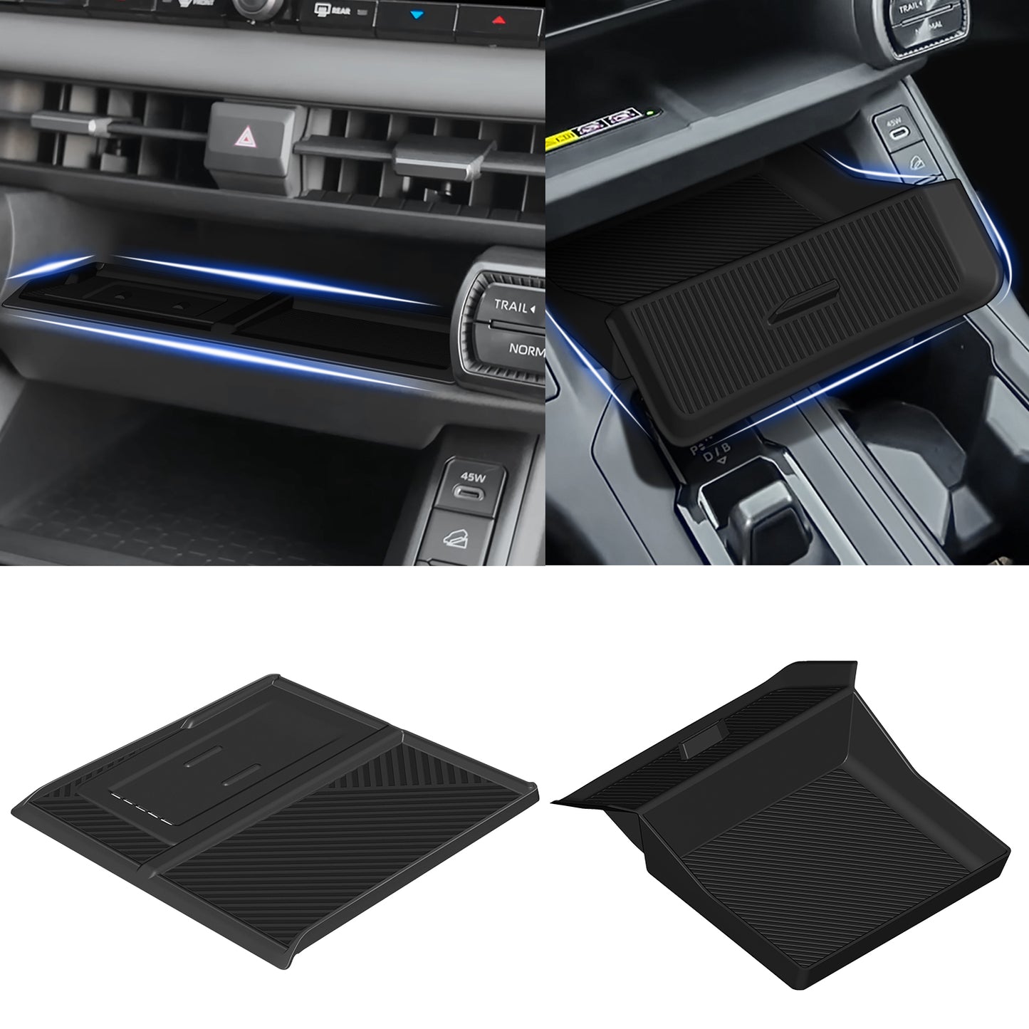 Gear Shift Storage Box Compatible for Toyota RAV4 2026 Accessories Center Console Wireless Charger Mat,Under Cubby Drawer（2PCS）