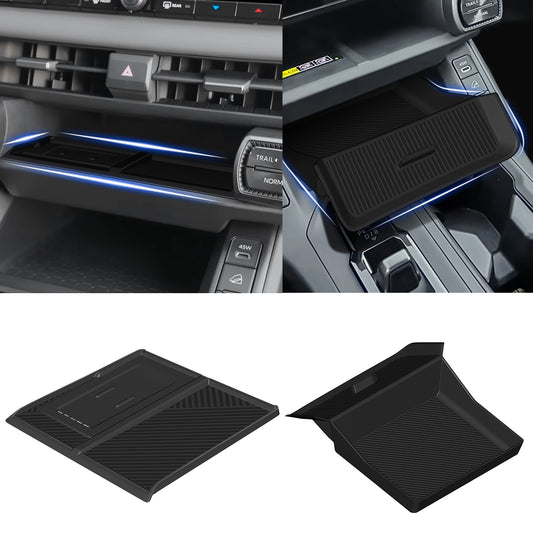 Gear Shift Storage Box Compatible for Toyota RAV4 2026 Accessories Center Console Wireless Charger Mat,Under Cubby Drawer（2PCS）