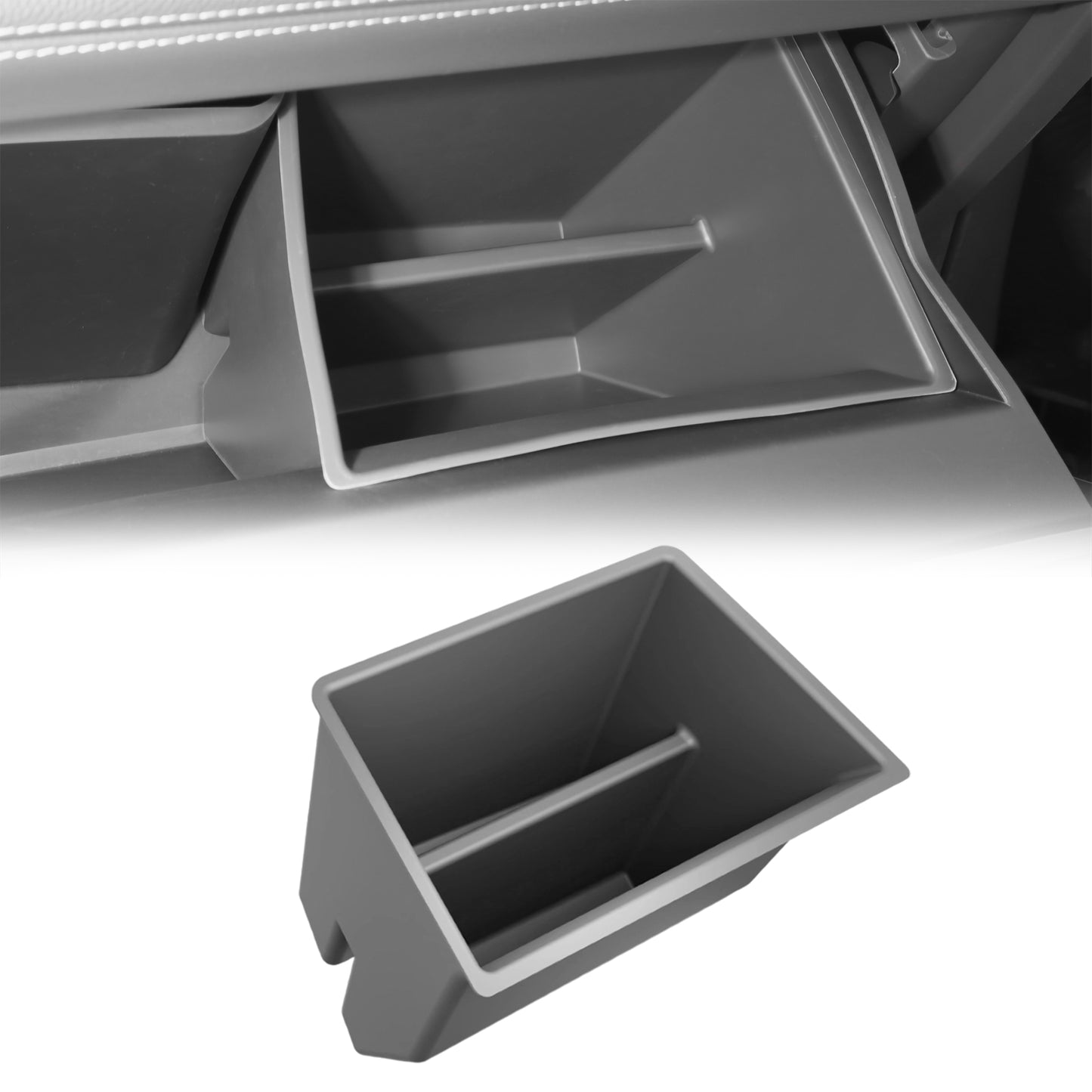 Glove Box Organizer for Toyota Sienna 2021-2026 Silicone Passenger Side Storage Box Increase Storage Space for Sienna Accessories Center Console(Gray)