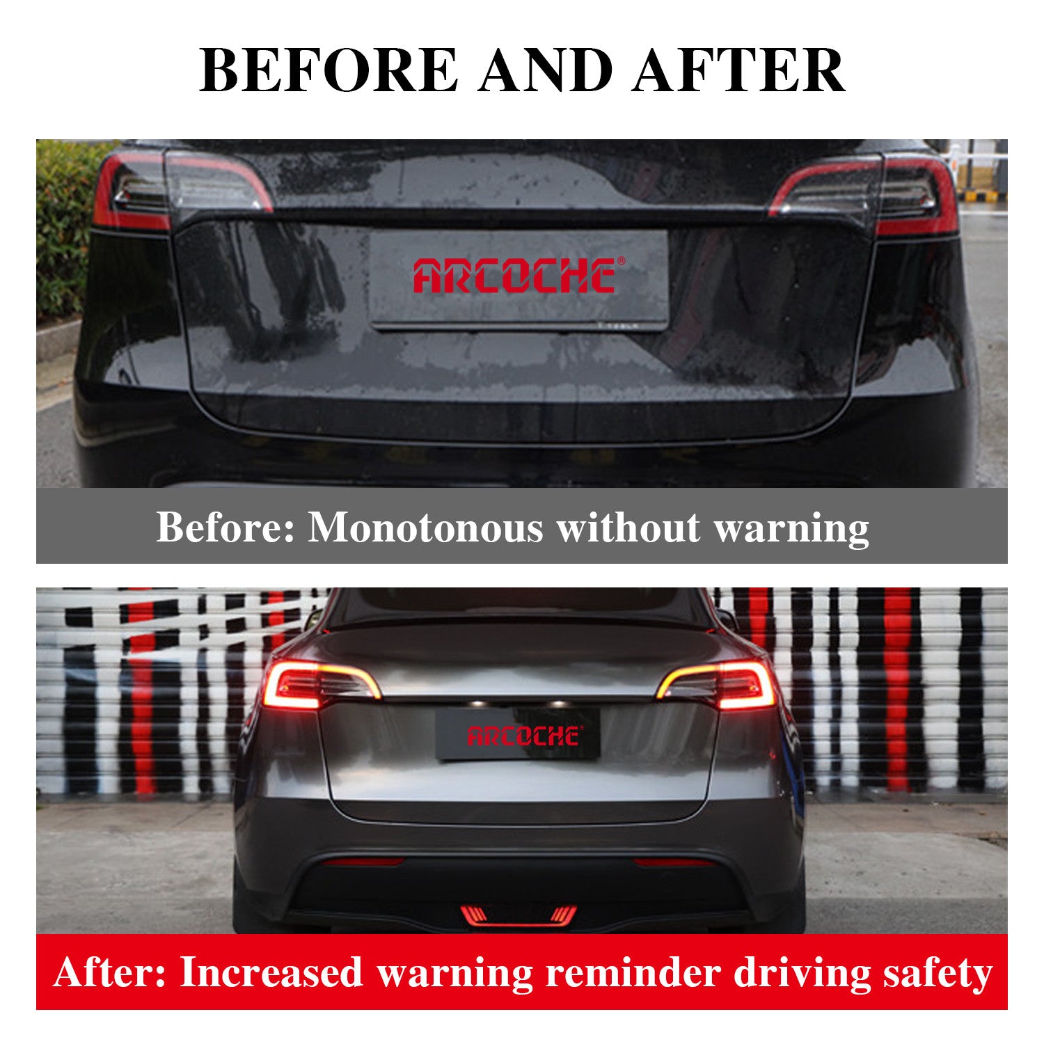 tesla model Y 2022 2023 2021 2020 2019 s3y arcoche accessories Rear Brake Pilot Light Tail LED ABS plastic With anti-rear collision warining flash and turning light he Car Pilot Light LED Warning Stop Lamp Safety Lamp Exterior Accessories tailoring exclusive auto parts