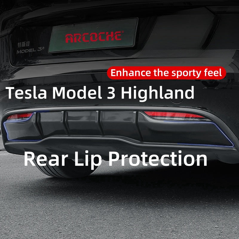 ABS Rear Bumper Protector Lip Durable and Stylish for 2024 Model 3 Highland