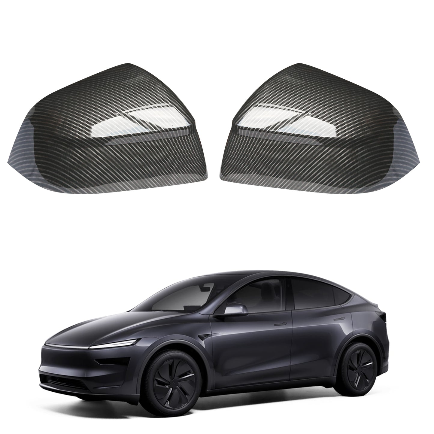 For Tesla Model Y Juniper 2025–2026 Side Mirror Protective Covers – Matte Carbon Fiber (2-Piece Set)