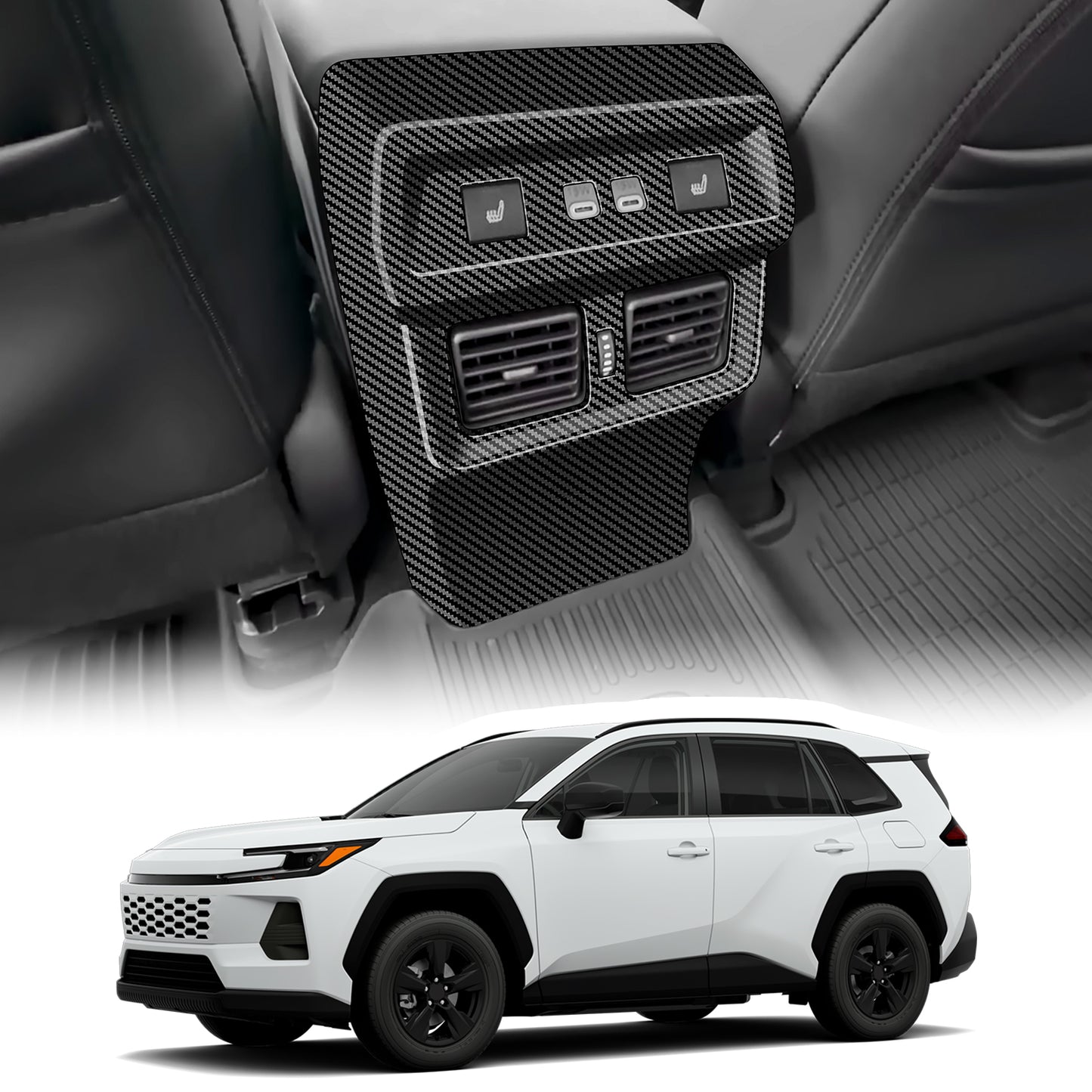 For Toyota RAV4 2026 Car Interior Accessories, Rear Armrest Air Outlet Vent Cover Trim, ABS Plastic Frame Decorative Overlay, Anti-Scratch & Easy to Install, Interior Styling for 2026 RAV4