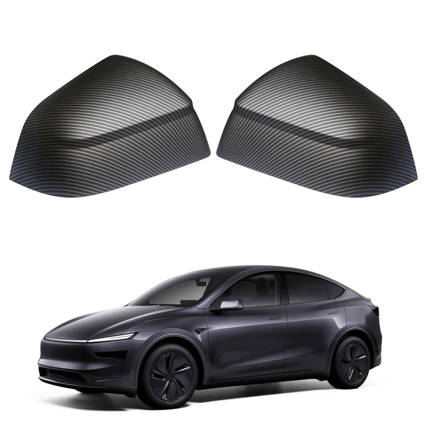 For Tesla Model Y Juniper 2025–2026 Side Mirror Protective Covers – Matte Carbon Fiber (2-Piece Set)