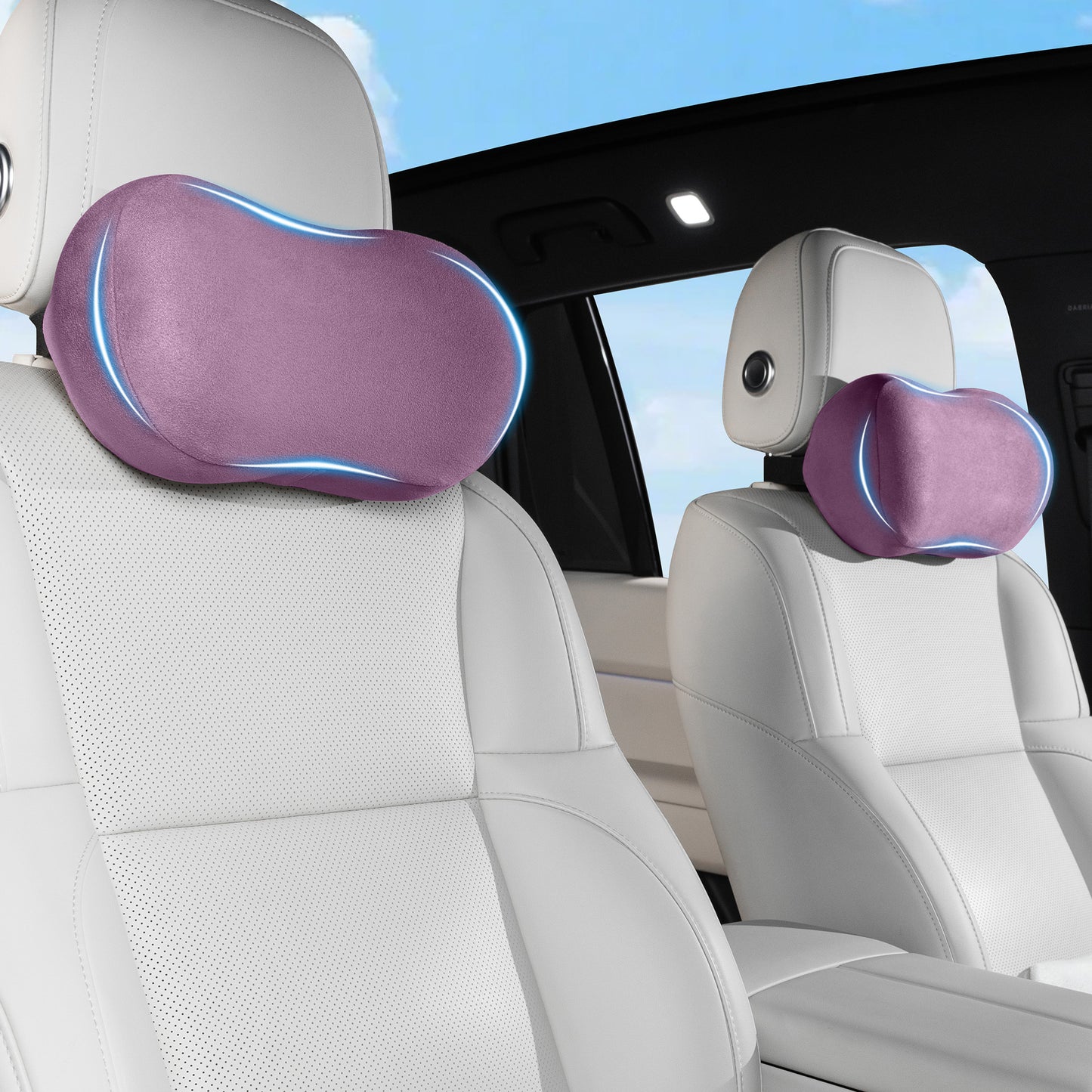 Car Neck Pillow Ergonomic Design Memory Foam Softness Car Headrest Pillow for Neck Support Cushion for Driving, Universal Fit Head Rest Travel Pillow, Fits All Vehicles