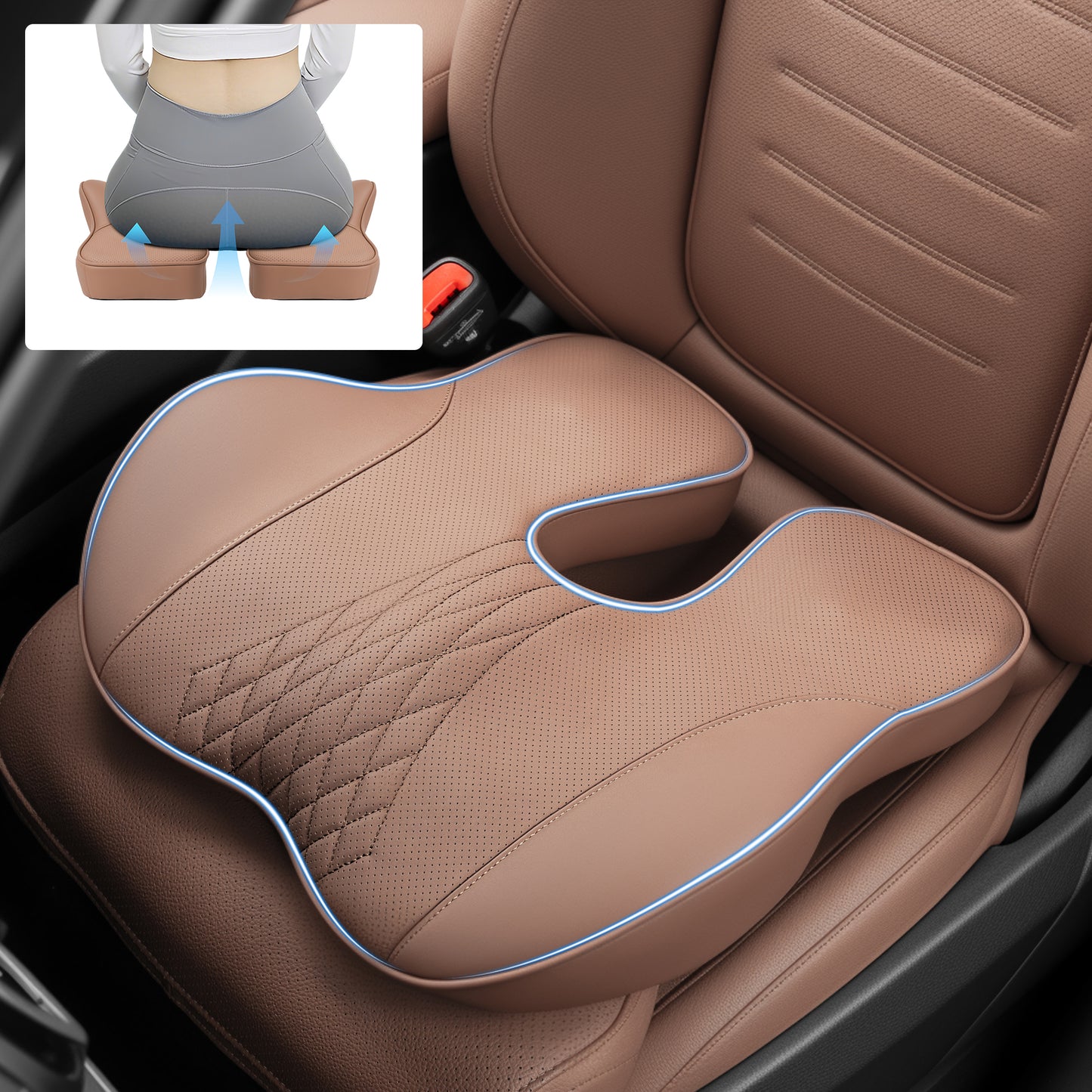 Premium Memory Foam Seat Cushion for Car & Office,Ergonomic Office Desk Accessories for Tailbone Pain Relief,Extra-Dense Memory Foam for Hip,Tailbone,Coccyx,Sciatica Diamond Pattern-Ochre Brown