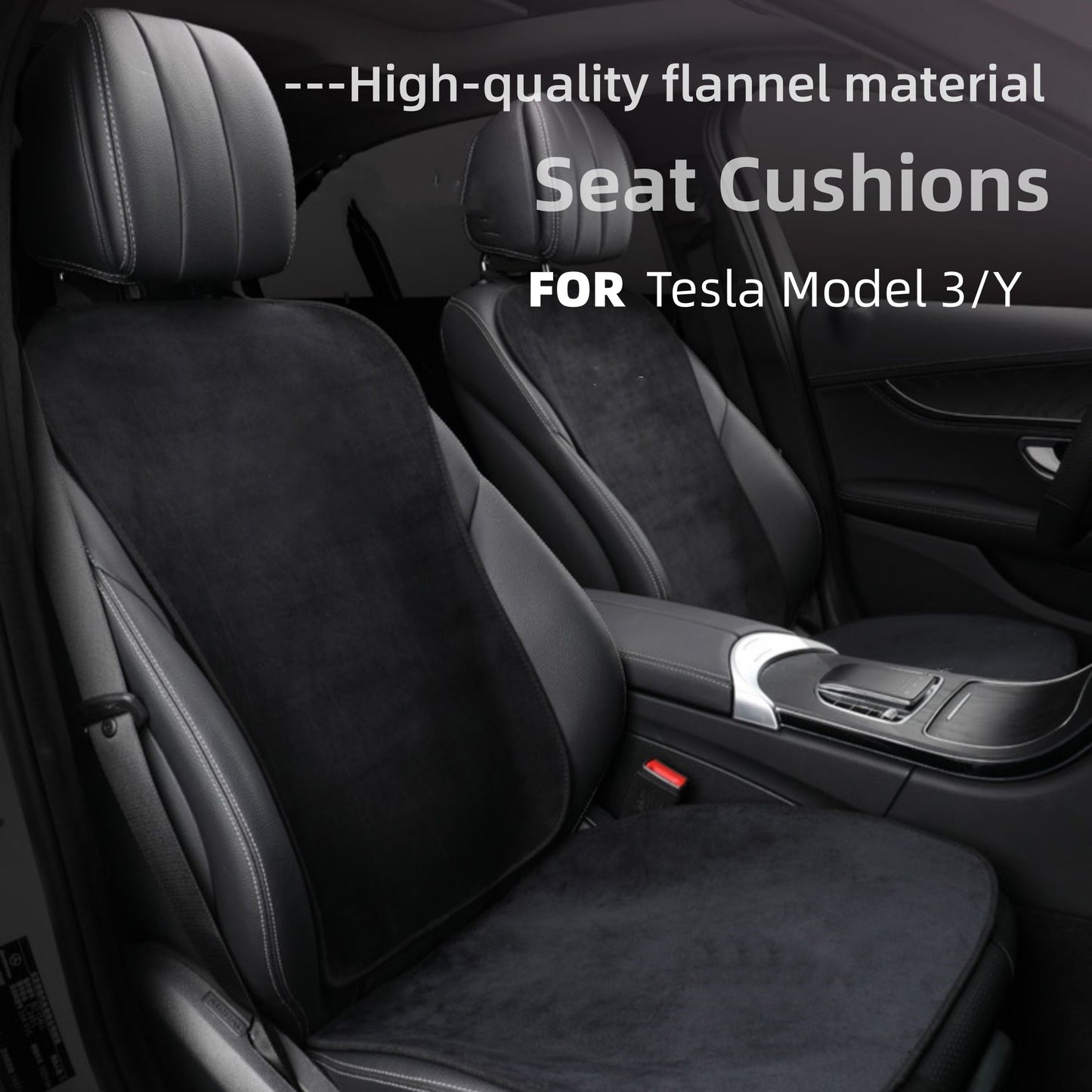 Car Seat Cushion Premium Flannel Fabric Soft and Non-Slip Seat Cover for Tesla Model 3/Y New Model 3 Highland