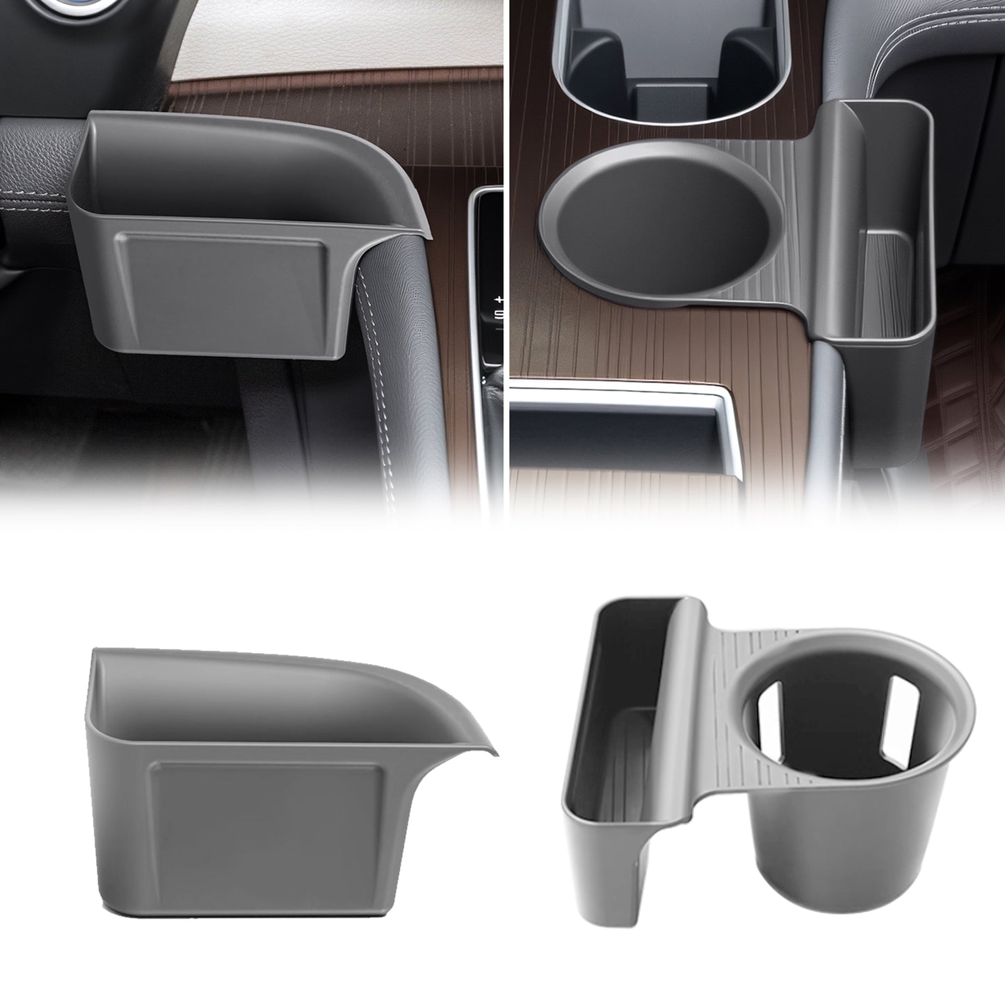2PCS Cup Holder Storage Box for Toyota Sienna 2021-2026 Gear Shift Insert Organizer Tray Pockets Cup Groove Storage Multifunction Box(Gray)