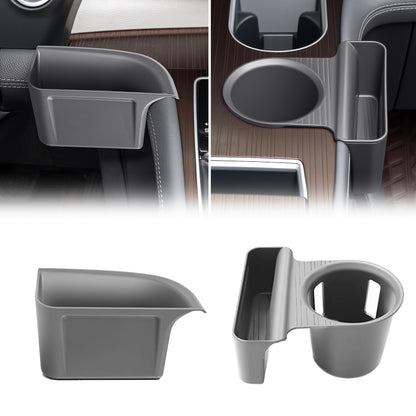 2PCS Cup Holder Storage Box for Toyota Sienna 2021-2026 Gear Shift Insert Organizer Tray Pockets Cup Groove Storage Multifunction Box(Gray)