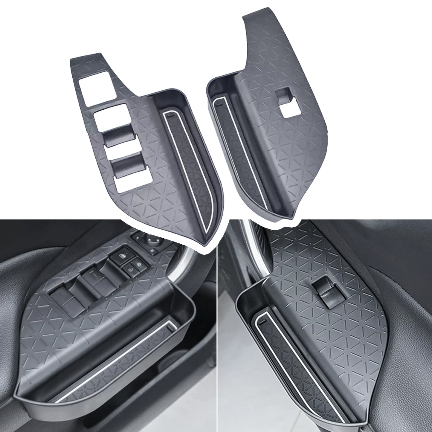 Door Side Storage Organizer Compatible with 2019-2025 RAV4 Accessories, Front & Rear 4PCS Door Handle Insert Organizer Tray, TPE Phone Pockets Fit for RAV-4 Accessories