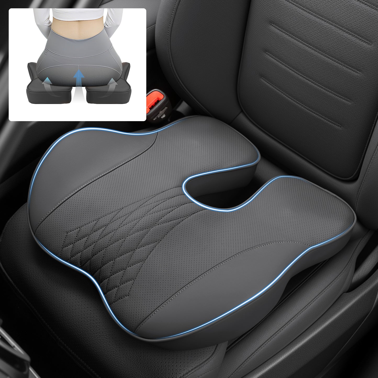 Premium Memory Foam Seat Cushion for Car & Office,Ergonomic Office Desk Accessories for Tailbone Pain Relief,Extra-Dense Memory Foam for Hip,Tailbone,Coccyx,Sciatica Diamond Pattern-Ochre Brown