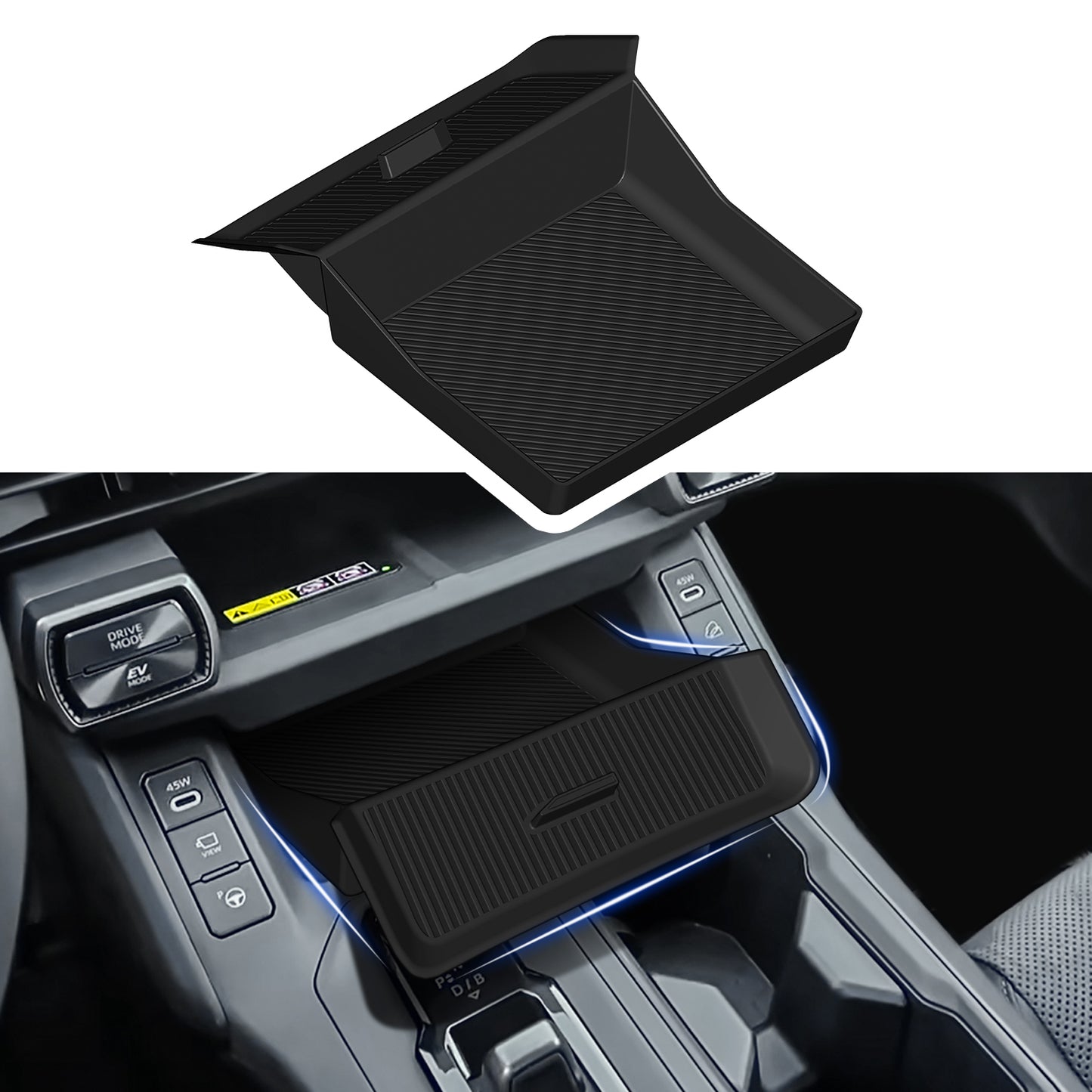 Gear Shift Storage Box for Toyota RAV4 2026 Accessories, Center Console Gear Shift Storage Box Silicone Mat Silicone Pad for Toyota RAV4 2026 Accessories,Black