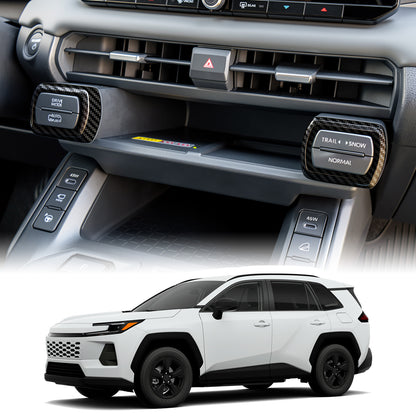 pour Toyota RAV4 2026 Accessoires Intérieur Console Centrale Climatiseur Bouton de Commutation Garniture Centrale Climatisation Couverture Décoration - Fibre de Carbone Brillante