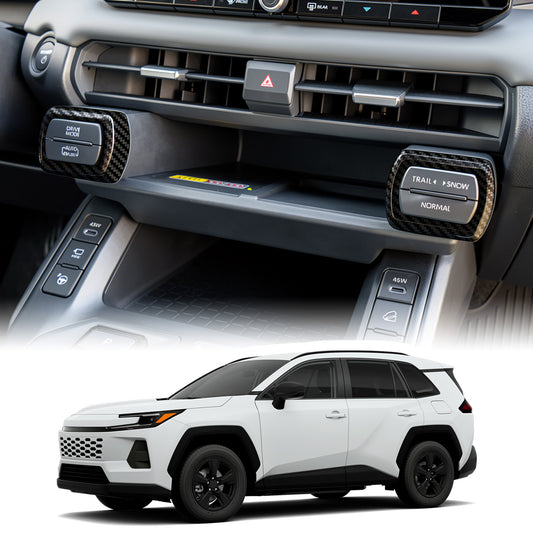 pro Toyota RAV4 2026 Příslušenství Interiér Středová konzola Ovládací panel klimatizace Obložení krytu tlačítka Centrální centrální klimatizace Dekorace krytu - lesklé uhlíkové vlákno