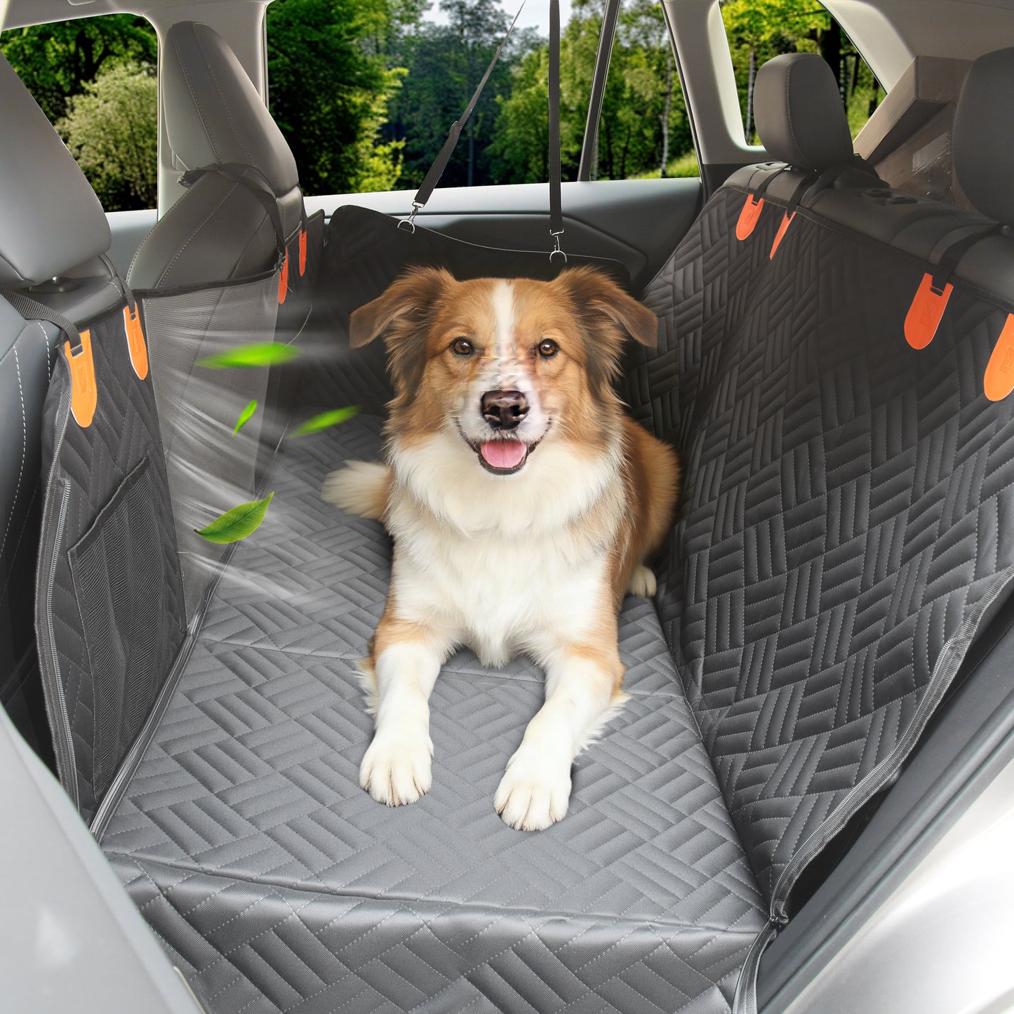 Funda para asiento de coche para perros, hamaca para asiento trasero resistente a desgarros, carga máxima de 195 kg, base rígida, extensor impermeable para mascotas con ventana