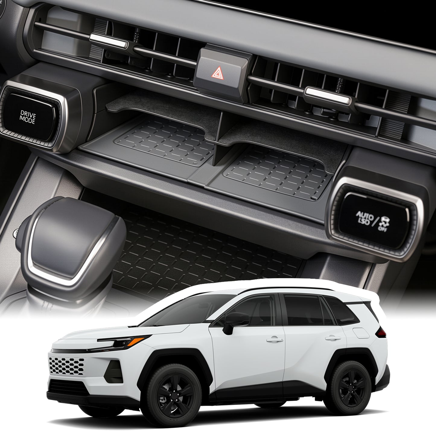 pro Toyota RAV4 2026 Ochranná podložka pro bezdrátové nabíjení & Ochranná podložka na středovou konzolu, vnitřní příslušenství Silikonová protiskluzová podložka na kryt konzoly pro RAV4 2026 Příslušenství -2PC