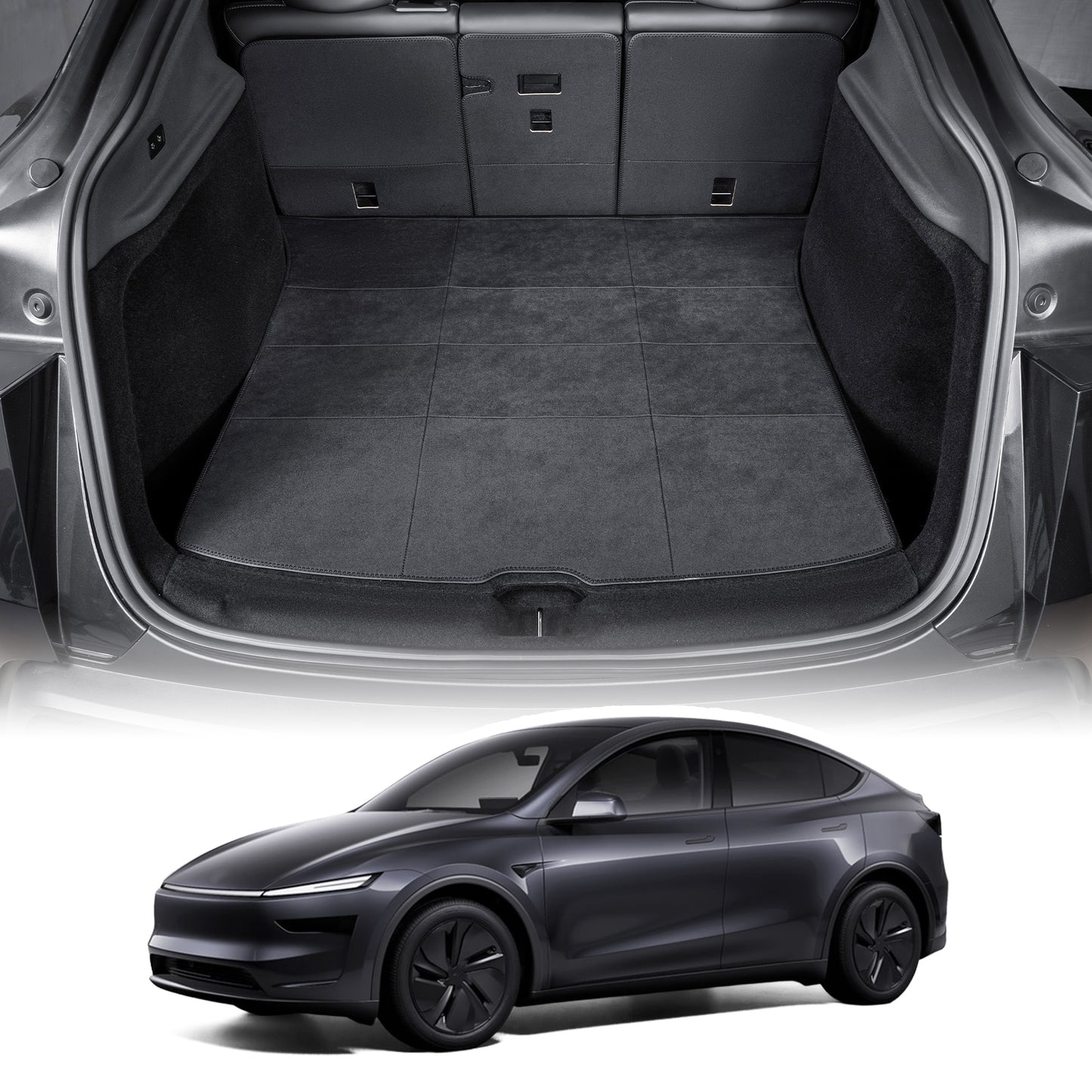 Cargo Liner pro Tesla Model Y Juniper 2025 2026 Rohož do kufru do každého počasí s chrániči zádové opěrky pro Příslušenství Model Y 5 sedadel Ochranné podložky na zadní sedadla proti poškrábání Černá