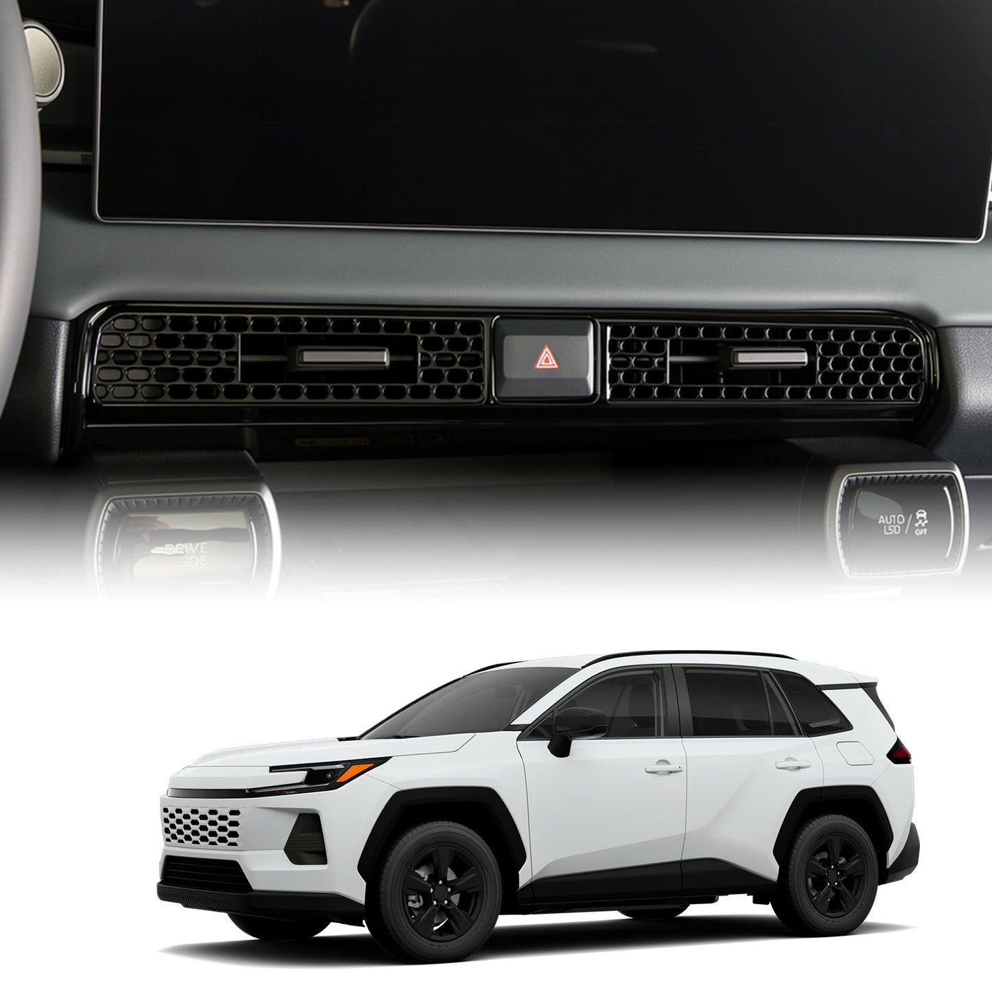 Pro Toyotu RAV4 2026 Příslušenství Interiér Středová konzola Tlačítko spínače klimatizace Obložení krytu centrální centrální klimatizace Dekorace - lesklá černá