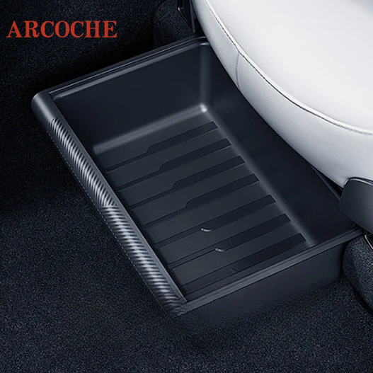 Under Seat Storage Box TPE Storage Tray with Lid for Model Y 2PCS