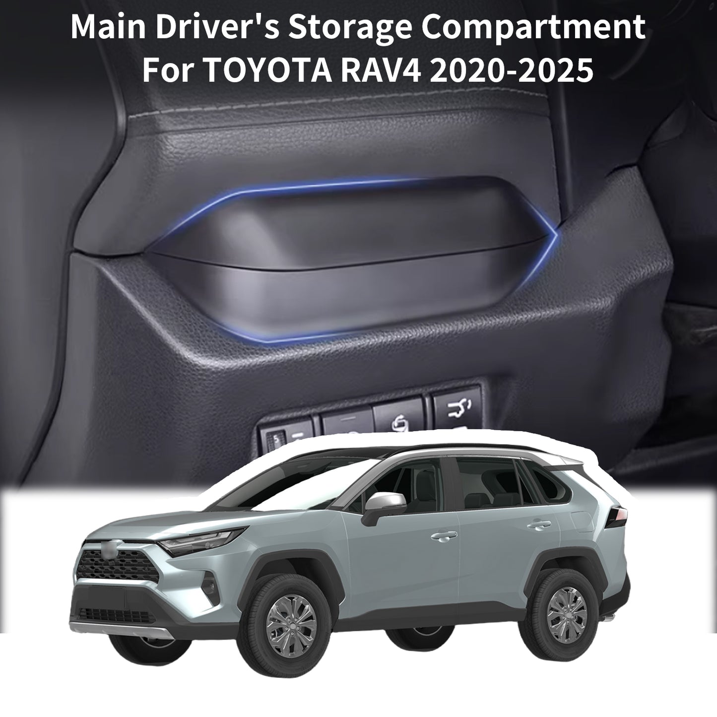 Center Console Driver Drawer Box for Toyota RAV4 2019-2025 ABS Drawer Storage Interior Box Drawer Handle Design for RAV4 Interior Accessories