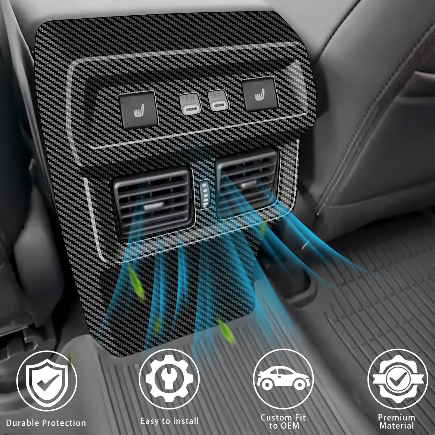 For Toyota RAV4 2026 Car Interior Accessories, Rear Armrest Air Outlet Vent Cover Trim, ABS Plastic Frame Decorative Overlay, Anti-Scratch & Easy to Install, Interior Styling for 2026 RAV4