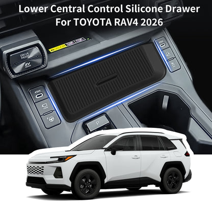 Gear Shift Storage Box for Toyota RAV4 2026 Accessories, Center Console Gear Shift Storage Box Silicone Mat Silicone Pad for Toyota RAV4 2026 Accessories,Black