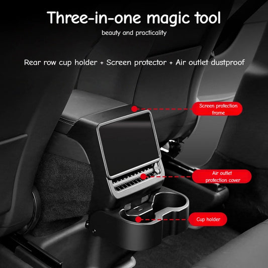 Multi-Functional Foldable Rear Console Cup Holder Organizer for Tesla Model Y Juniper 2025+ & Model 3 Highland 2024+