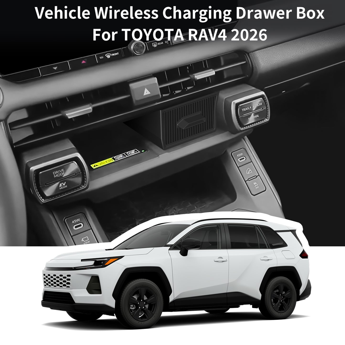 Silicone Center Console Organizer Compatible for Toyota RAV4 2026 Accessories Stable Installation Upper Cubby Drawer Silicone Under Screen Storage Box